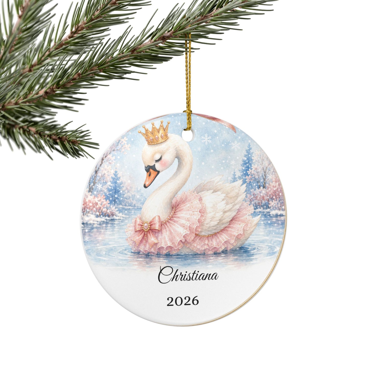 Baby Girl First Christmas Ornament Personalized, Swan Princess Keepsake with Name, Little Princess New Baby Gift 2026