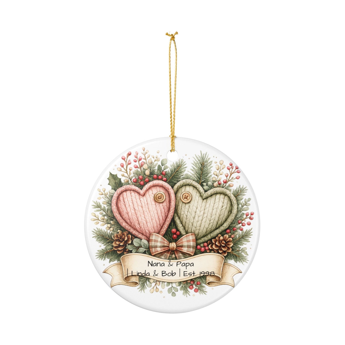 Nana and Papa Christmas Ornament Personalized with Names, Ceramic Keepsake, Grandparents Gift, Grandma Grandpa 2026