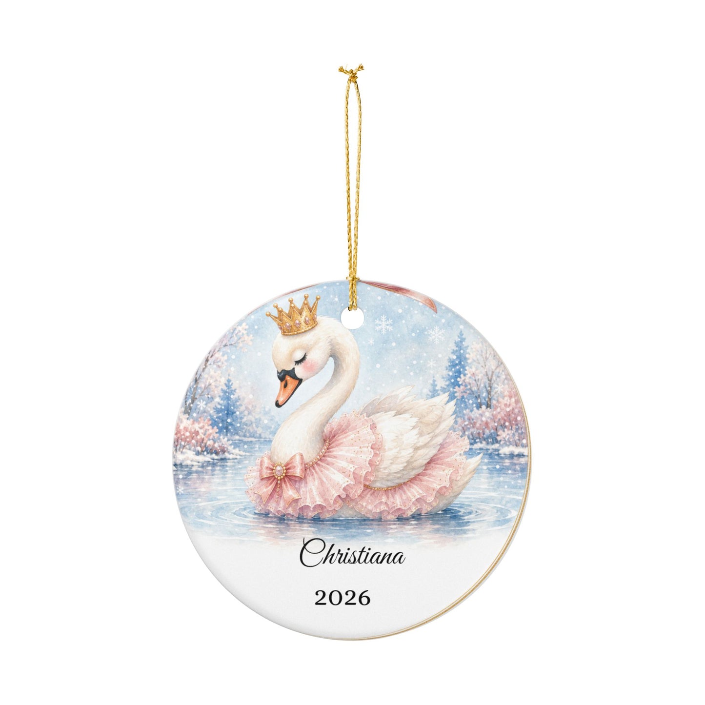 Baby Girl First Christmas Ornament Personalized, Swan Princess Keepsake with Name, Little Princess New Baby Gift 2026