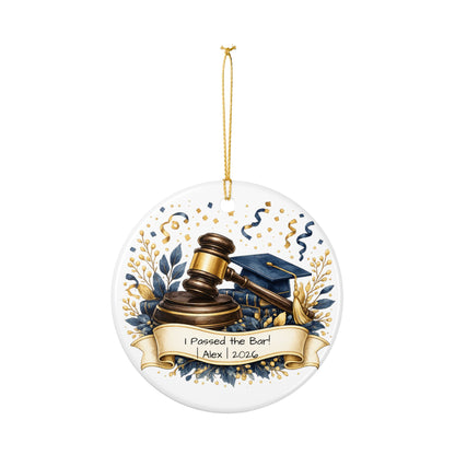 Passed the Bar Ornament 2026 Personalized, Ceramic Keepsake with Name, New Lawyer Gift, Bar Exam Passed Gift