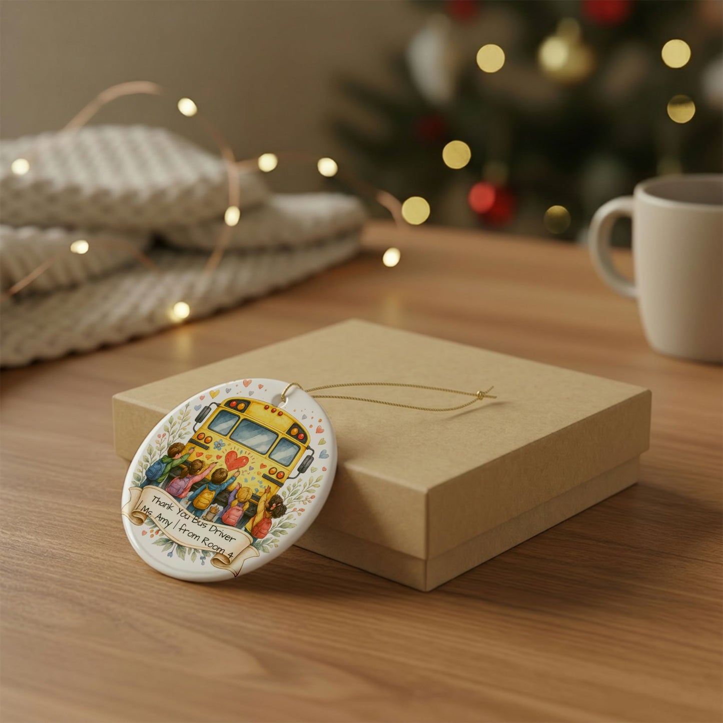 Bus Driver Gift from Student Ornament Personalized, Ceramic Keepsake with Name, Thank You Bus Driver Gift 2026
