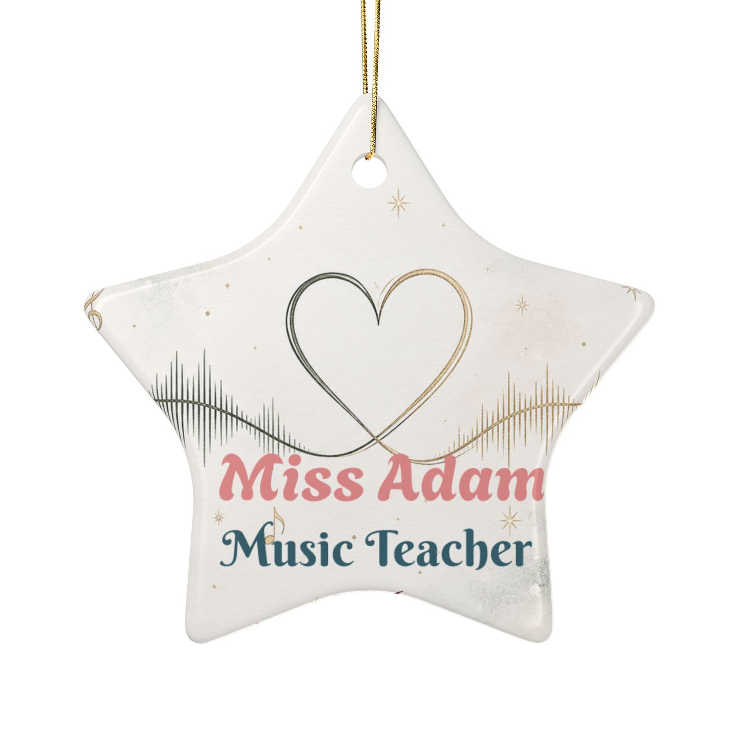 Music teacher heart waveform Ornament | Personalized Ceramic Ornament 2026