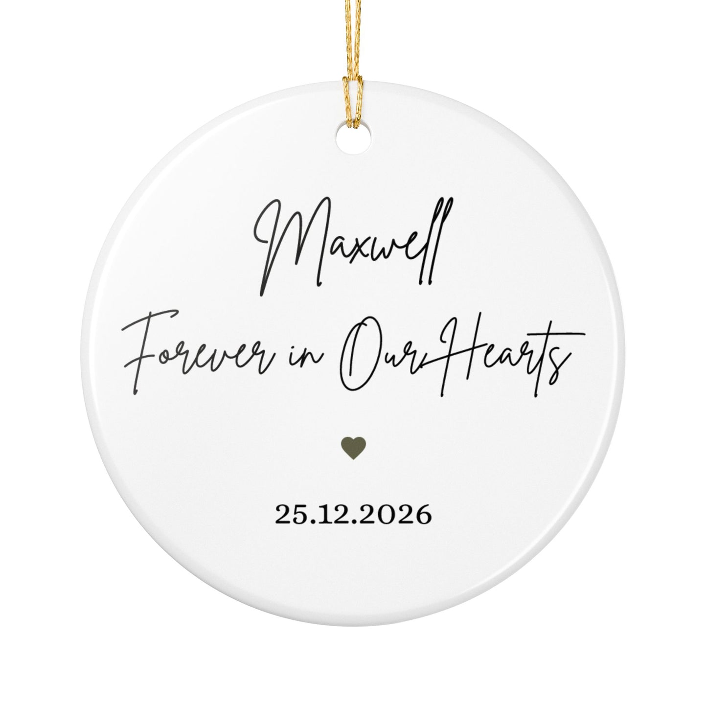 Pug Portrait Ornament | Memorial Ceramic Pet Ornament, Personalized Name & Date