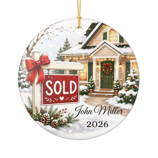 Sold Sign House Ornament | Ceramic Heart Christmas Real Estate Closing