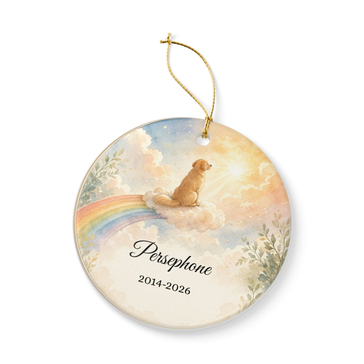 Pet Memorial Ornament Personalized, Rainbow Bridge Dog Remembrance Keepsake with Name, Loss of Dog Sympathy Gift