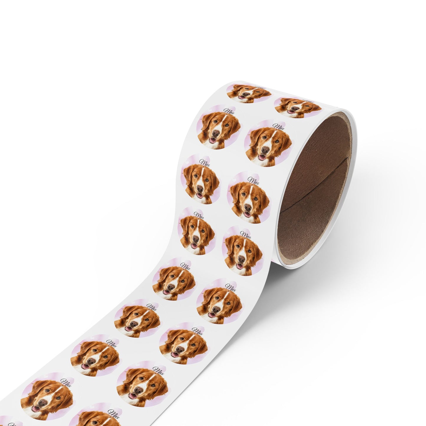 Custom Dog Face Sticker Roll round sticker labels | Personalized Pet Name
