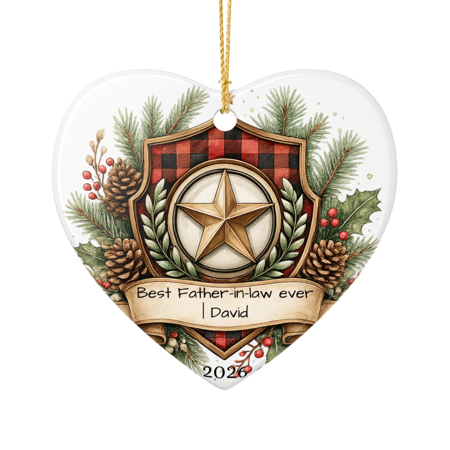 Best Father in Law Christmas Ornament Personalized, Ceramic Keepsake with Name, Gift from Son Daughter in Law 2026