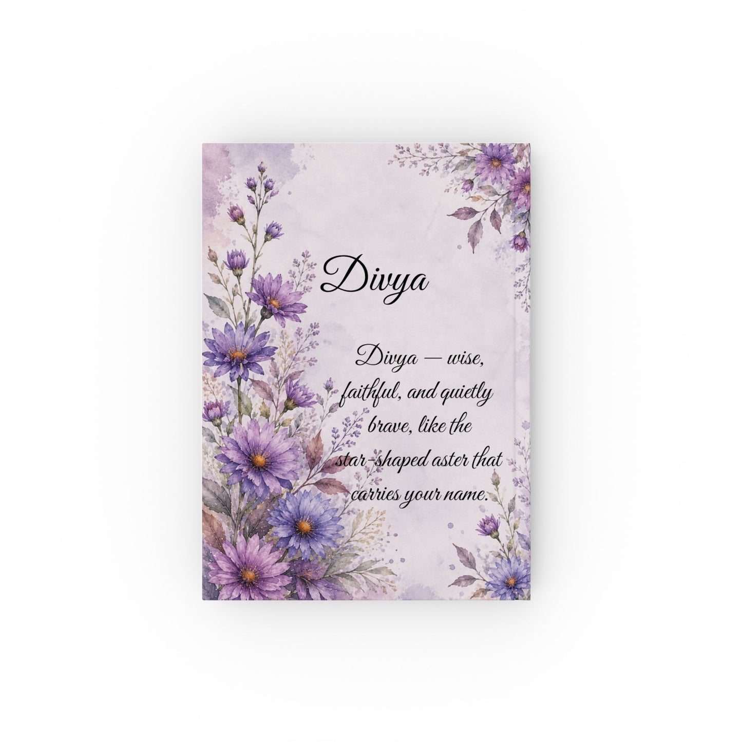 Aster Birth Month Flower Journal Custom Name, September Birthday Back to School Gift for Her, Personalized Student Diary