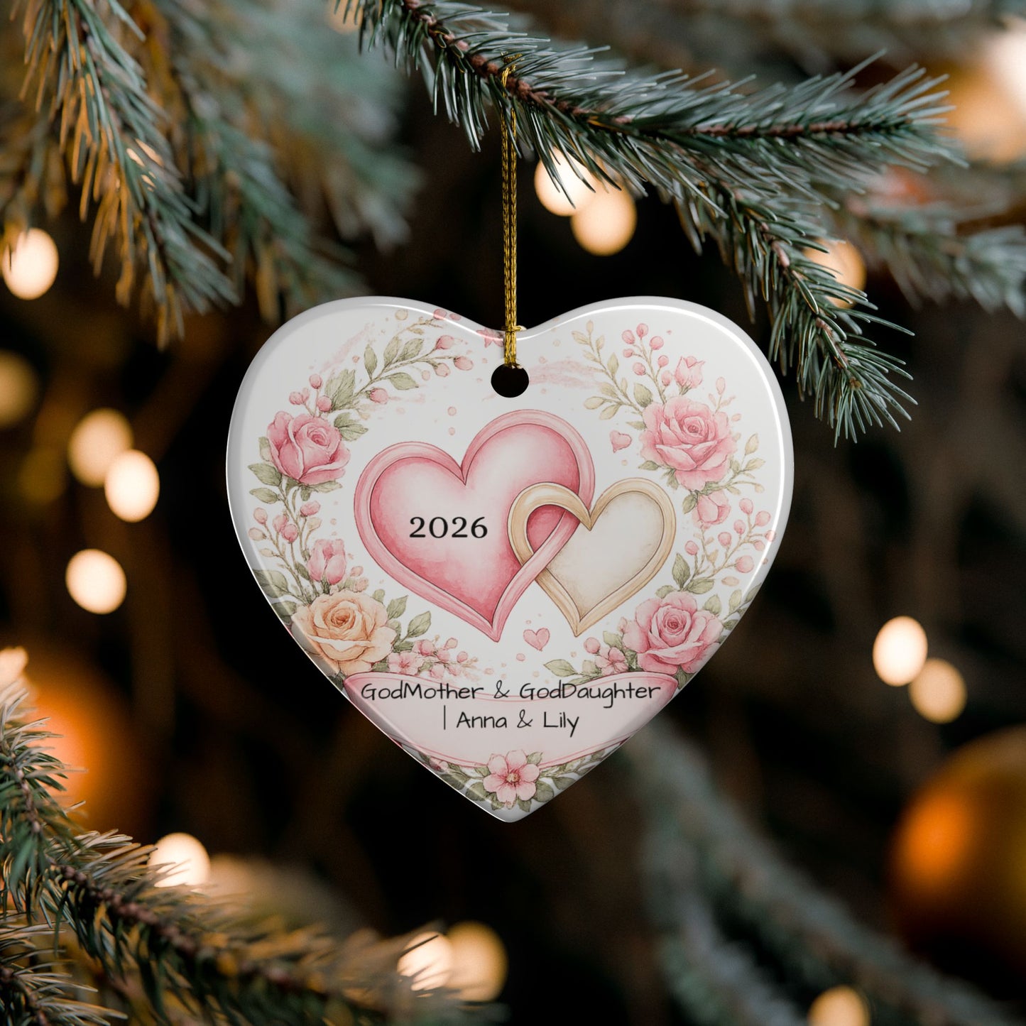Godmother and Goddaughter Ornament Personalized, Ceramic Keepsake with Names, Godmother Goddaughter Gift 2026