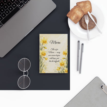 Daffodil Birth Month Flower Journal Custom Name, March Birthday New Beginnings Gift for Her, Personalized Spring Diary