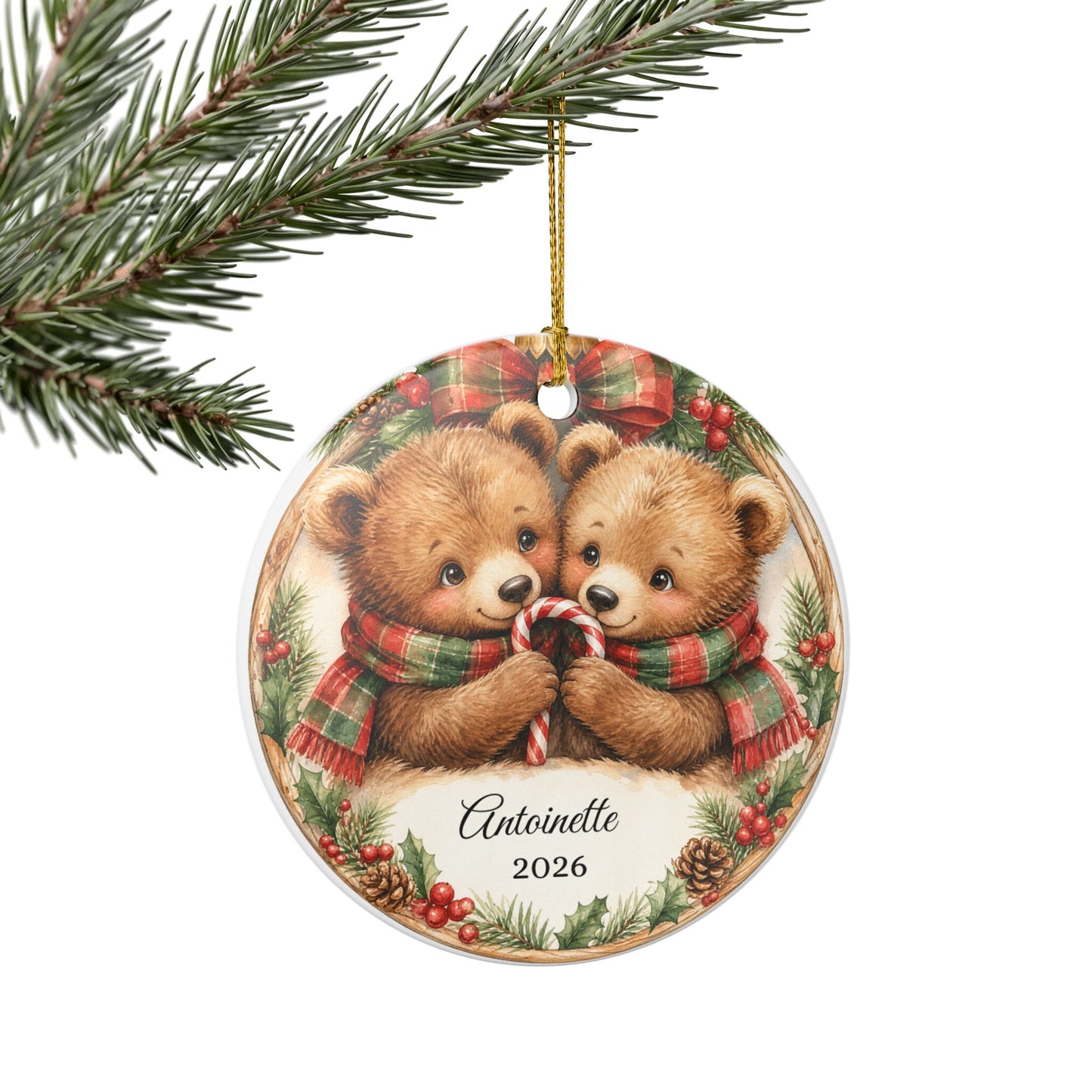 Twins First Christmas Ornament Personalized with Names, Twin Bears Keepsake 2026, Twin Baby Gift, New Twins Ornament
