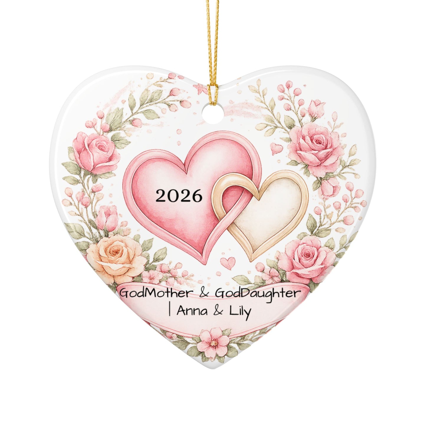 Godmother and Goddaughter Ornament Personalized, Ceramic Keepsake with Names, Godmother Goddaughter Gift 2026