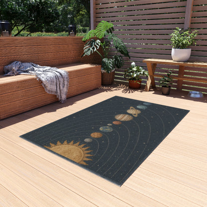 Solar System Planets Outdoor Rug | Celestial Orbit Patio Mat