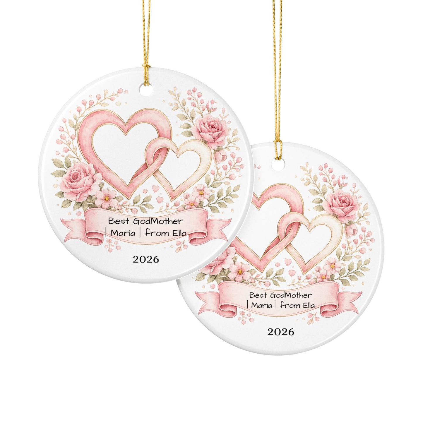 Godmother Christmas Ornament Personalized, Ceramic Keepsake with Name, Gift for Godmother from Godchild 2026