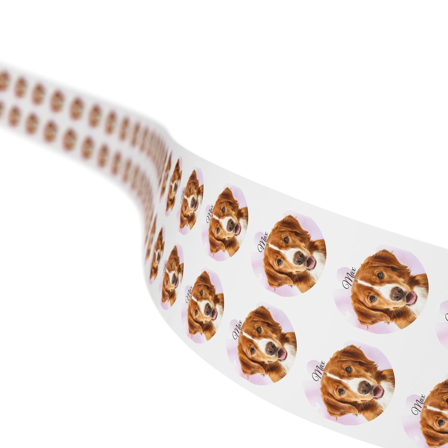 Custom Dog Face Sticker Roll round sticker labels | Personalized Pet Name
