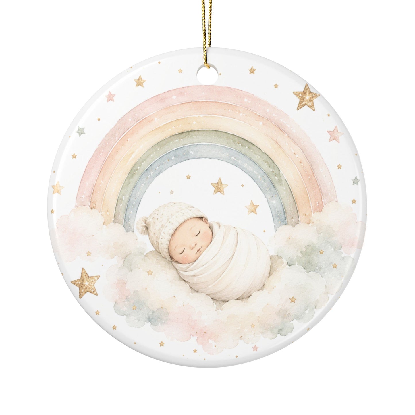 Personalized Baby Rainbow Ornament | Ceramic Ornament