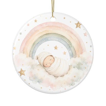 Personalized Baby Rainbow Ornament | Ceramic Ornament