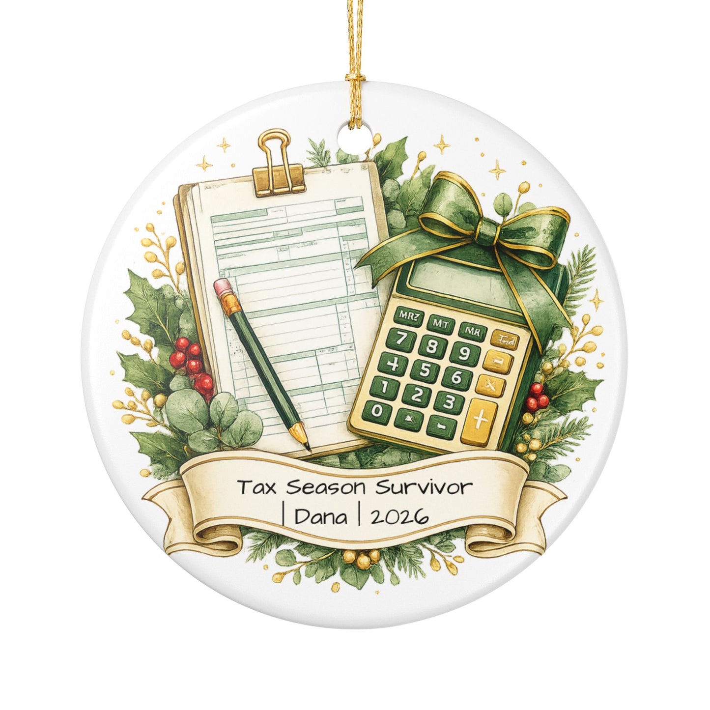 Tax Preparer Christmas Ornament Personalized with Name, Ceramic Keepsake, Tax Season Gift, Accountant Funny Gift 2026