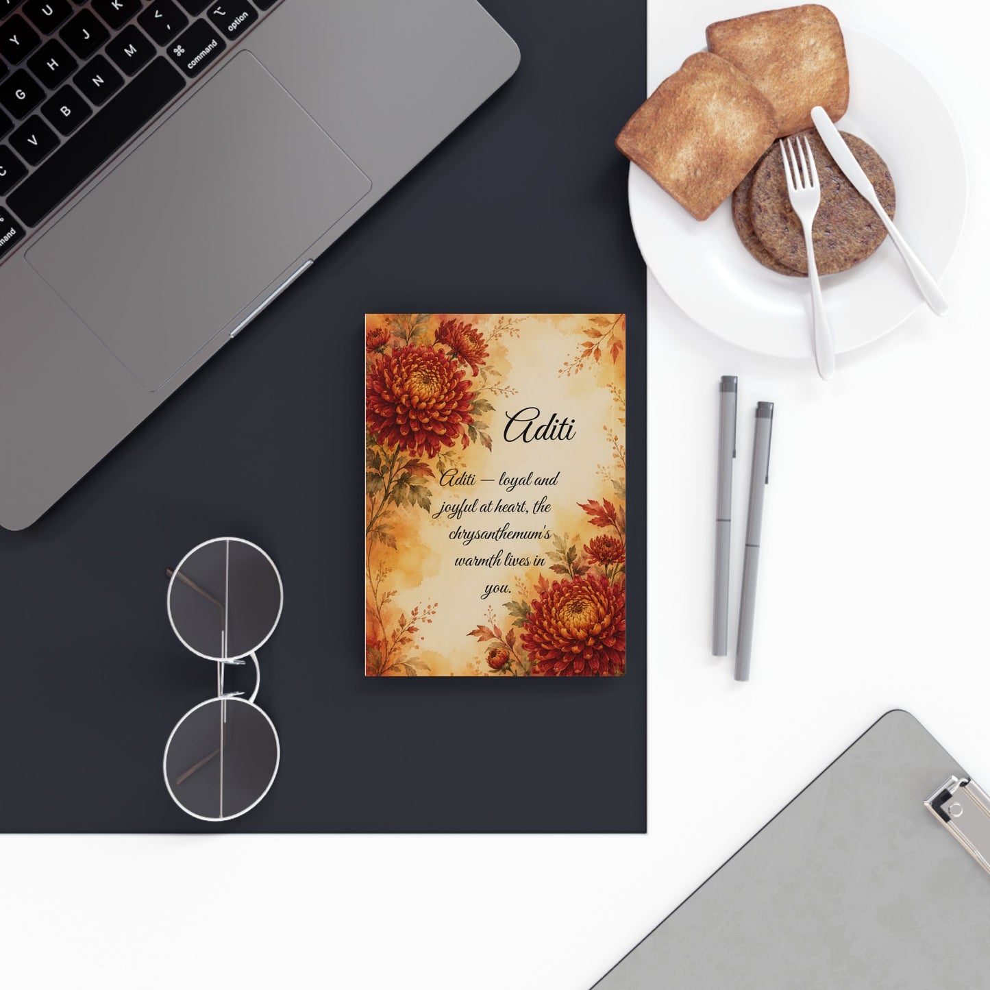 Chrysanthemum Birth Month Flower Journal Custom Name, November Birthday Thanksgiving Gift for Her, Personalized Gratitude Diary