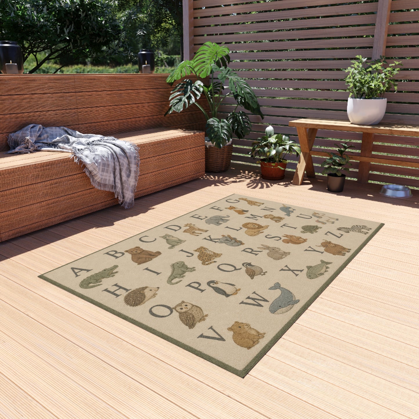 Alphabet Animals Outdoor Rug | ABC Kids Nursery Playroom Mat