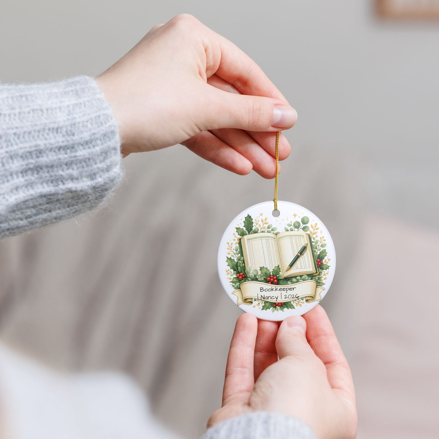 Bookkeeper Christmas Ornament Personalized with Name, Ceramic Keepsake, Bookkeeper Gift, Accounting Appreciation 2026