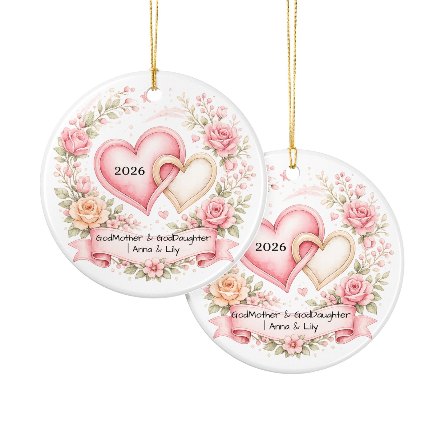 Godmother and Goddaughter Ornament Personalized, Ceramic Keepsake with Names, Godmother Goddaughter Gift 2026
