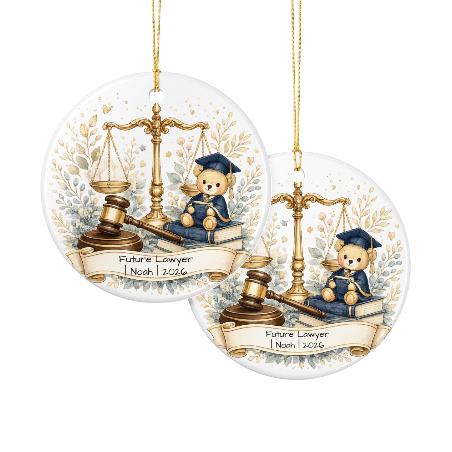 Future Lawyer Christmas Ornament Personalized with Name, Cute Ceramic Keepsake, Kids Attorney Gift, Baby Gift 2026