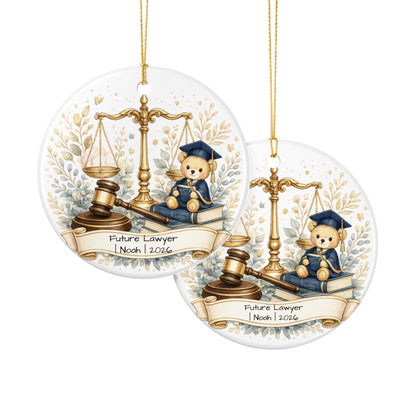 Future Lawyer Christmas Ornament Personalized with Name, Cute Ceramic Keepsake, Kids Attorney Gift, Baby Gift 2026