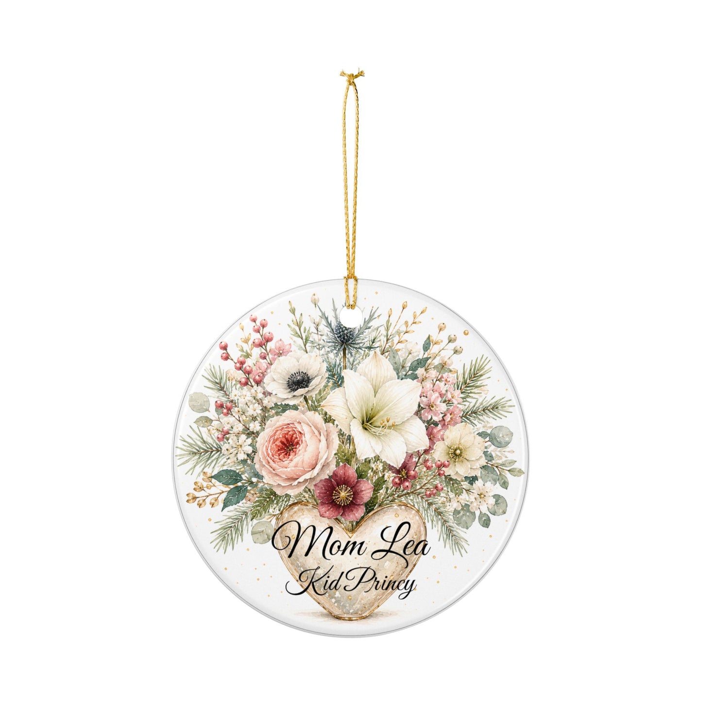 Floral Bouquet Heart Ornament | Ceramic Ornament