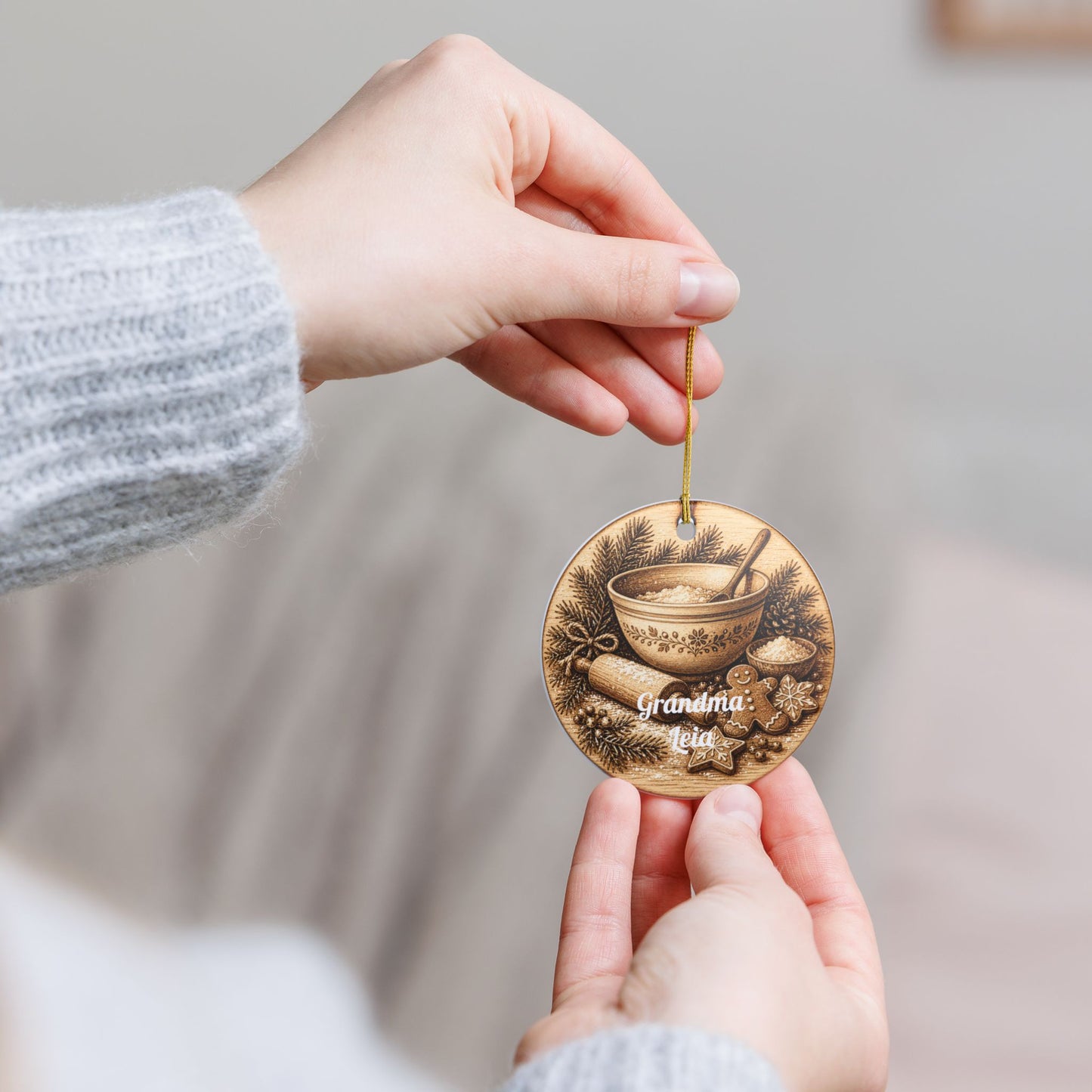 Baking Bowl Gingerbread Heart Ornament | Ceramic Ornament