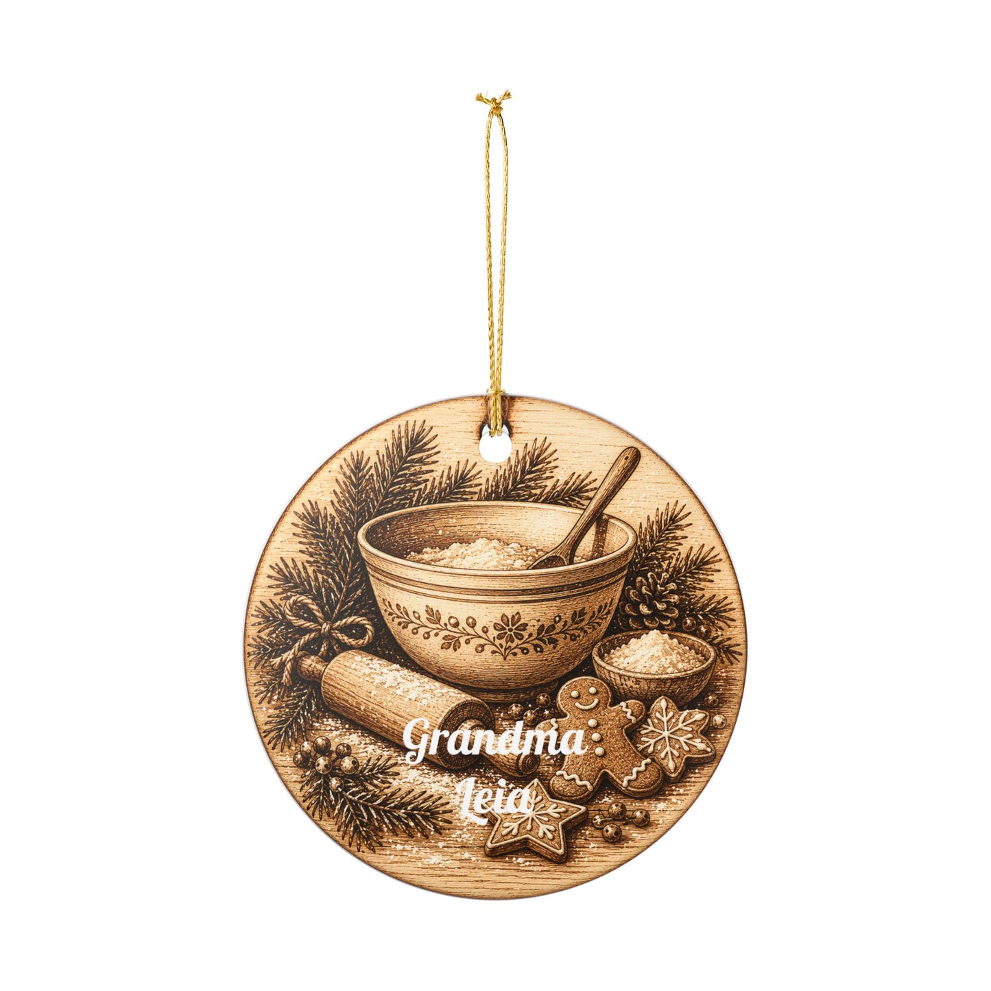 Baking Bowl Gingerbread Heart Ornament | Ceramic Ornament