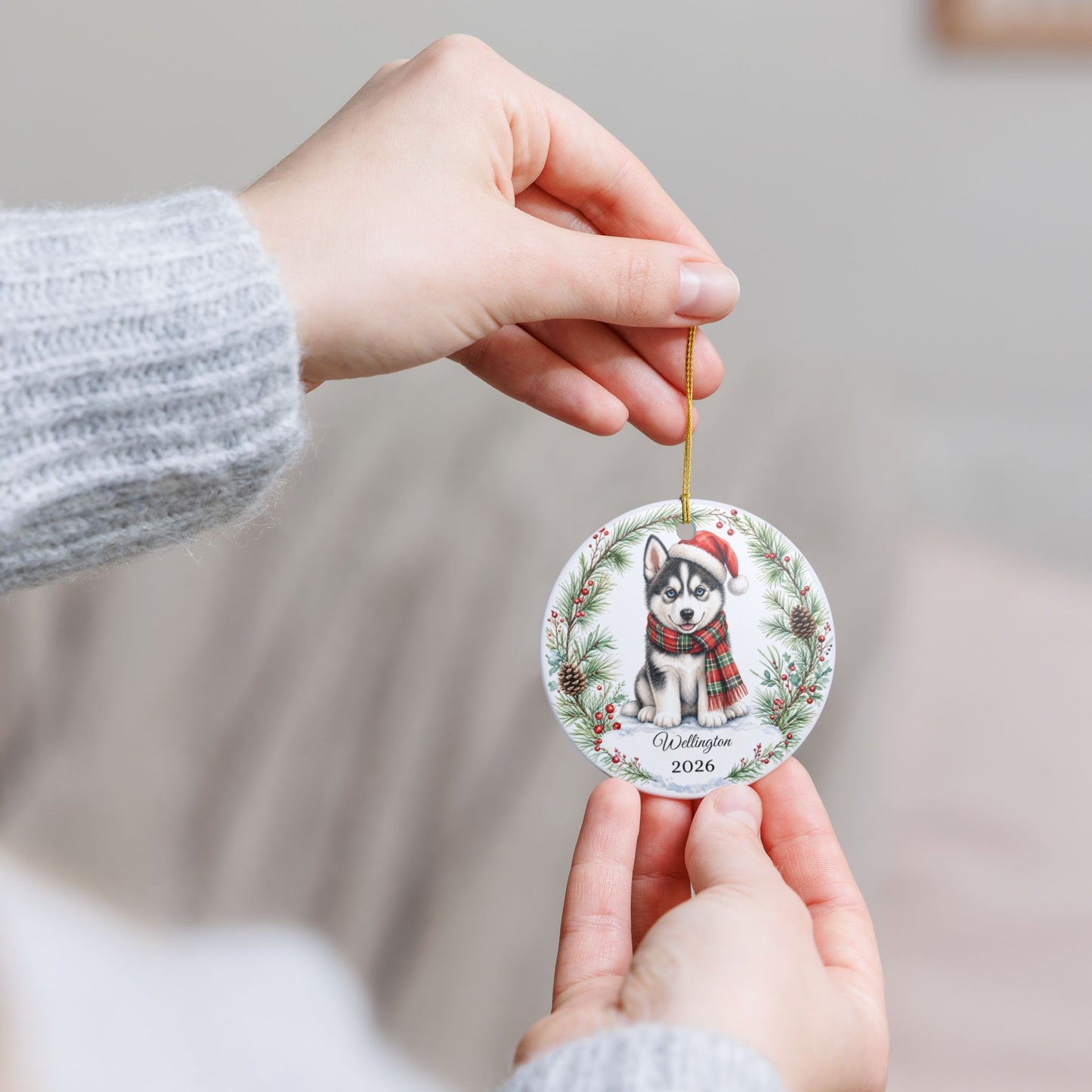 Husky Ornament Personalized with Name, Siberian Husky Christmas Ornament, Dog Mom Dad Gift, Husky Lover Keepsake 2026