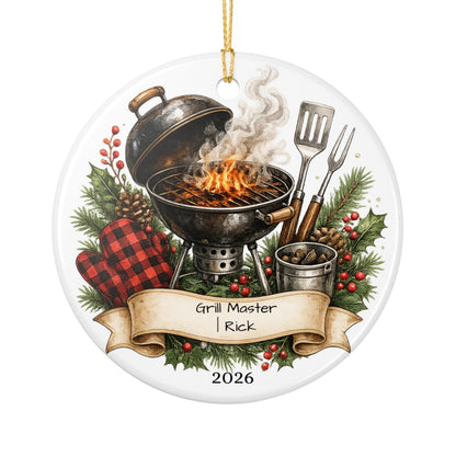 BBQ Father in Law Ornament Personalized, Grill Master Ceramic Keepsake with Name, Grilling FIL Gift 2026