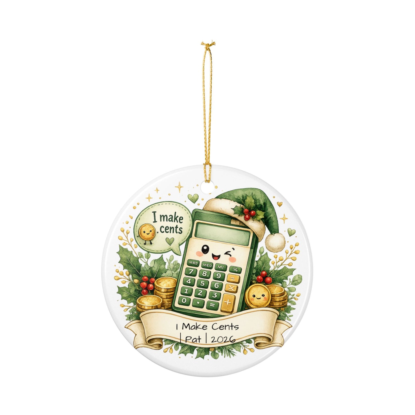 Funny Accountant Christmas Ornament Personalized with Name, Ceramic Keepsake, Accountant Pun Gift, CPA Funny Gift 2026
