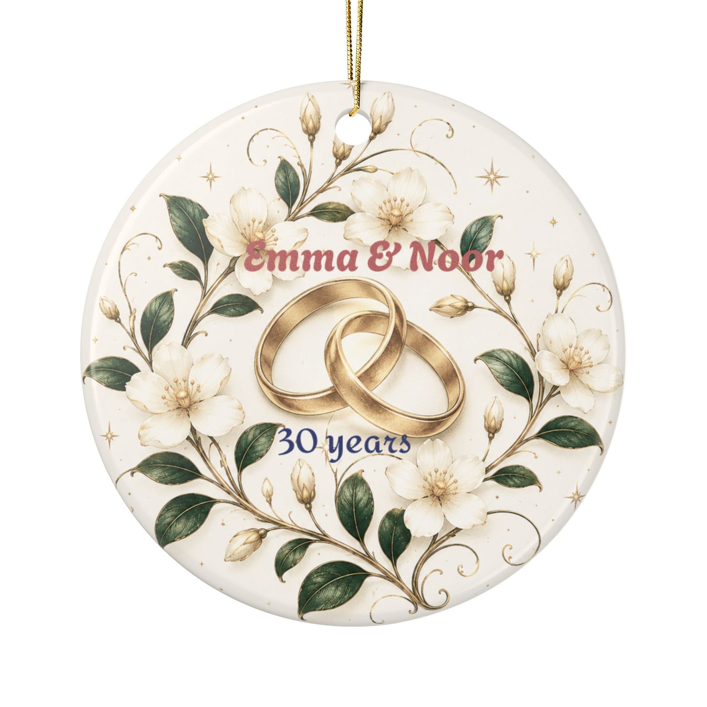 Wedding Rings Floral Ornament | Anniversary 30 Years, Personalized Names