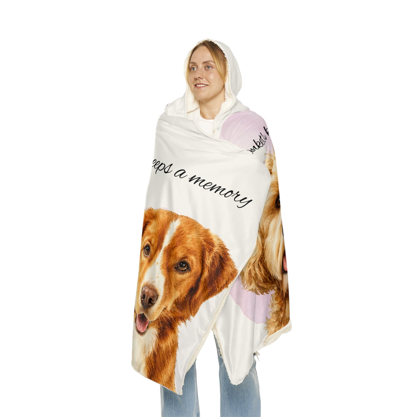 Custom Pet Portrait Hooded Blanket | Personalized Dog Photo Memorial Blanket