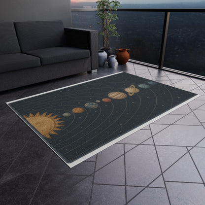 Solar System Planets Outdoor Rug | Celestial Orbit Patio Mat