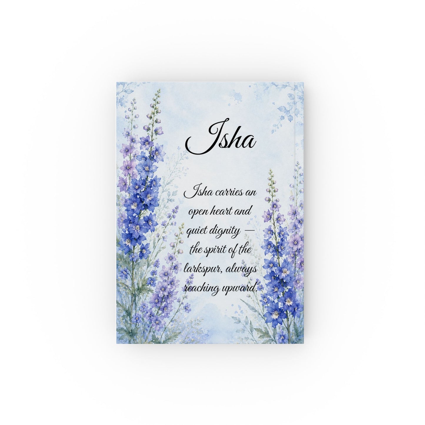 Larkspur Birth Month Flower Journal Custom Name, July Birthday Gift for Her, Rare Birth Flower Personalized Diary