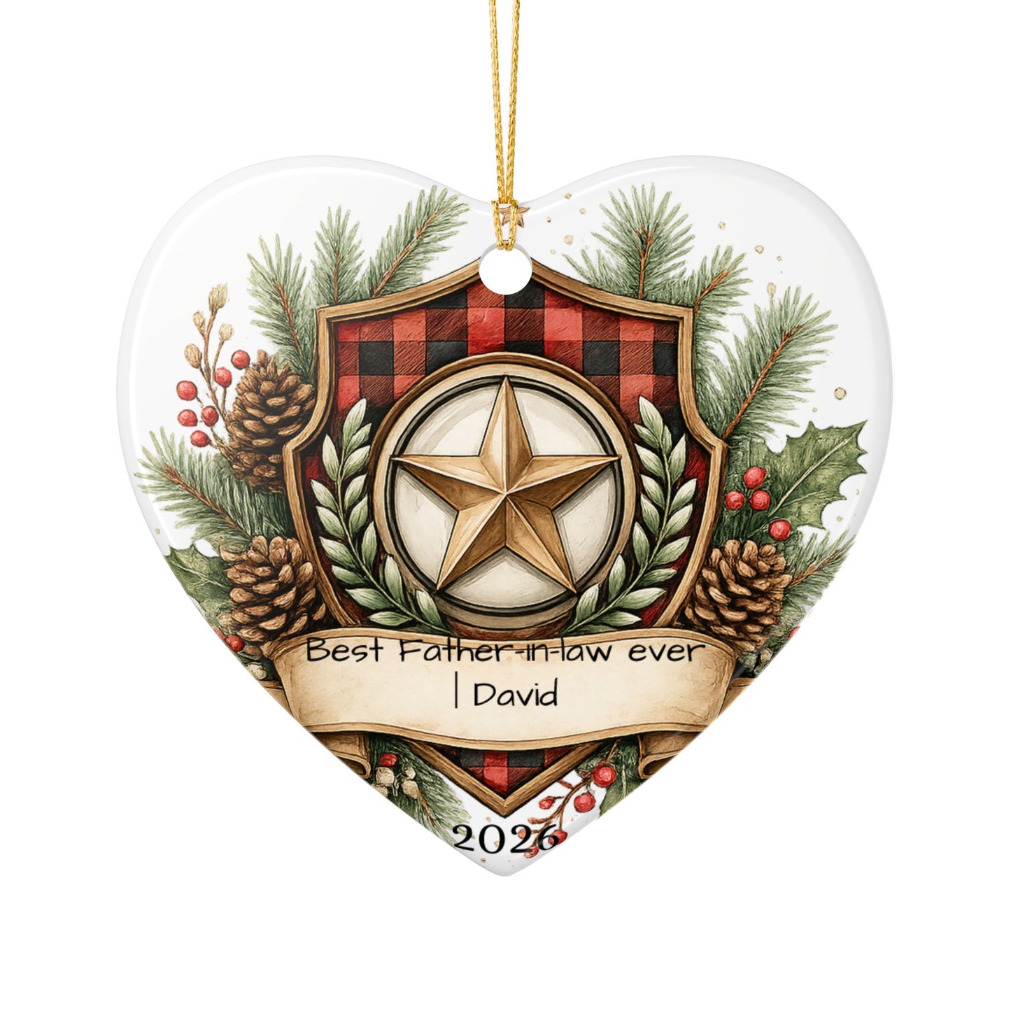 Best Father in Law Christmas Ornament Personalized, Ceramic Keepsake with Name, Gift from Son Daughter in Law 2026
