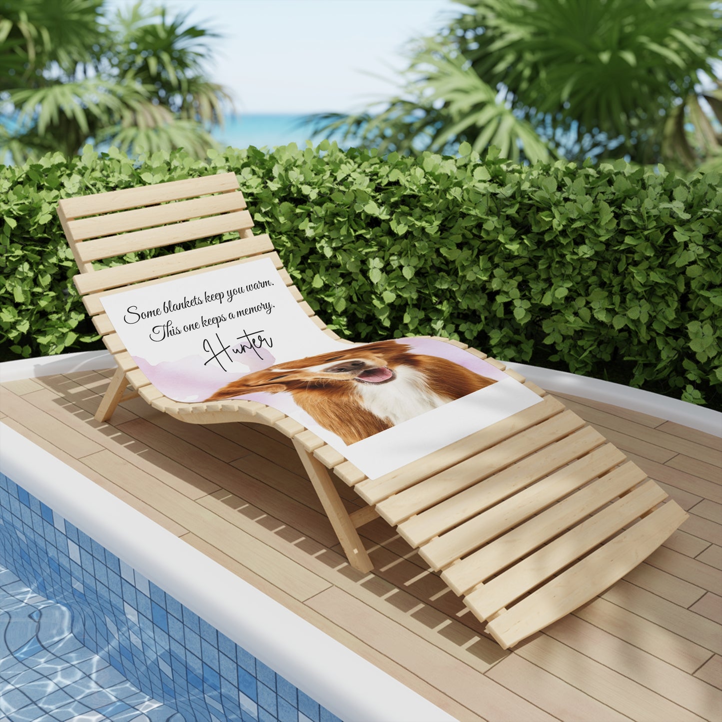 Personalized Dog Photo Memorial Beach Towel | Pet Memory Name