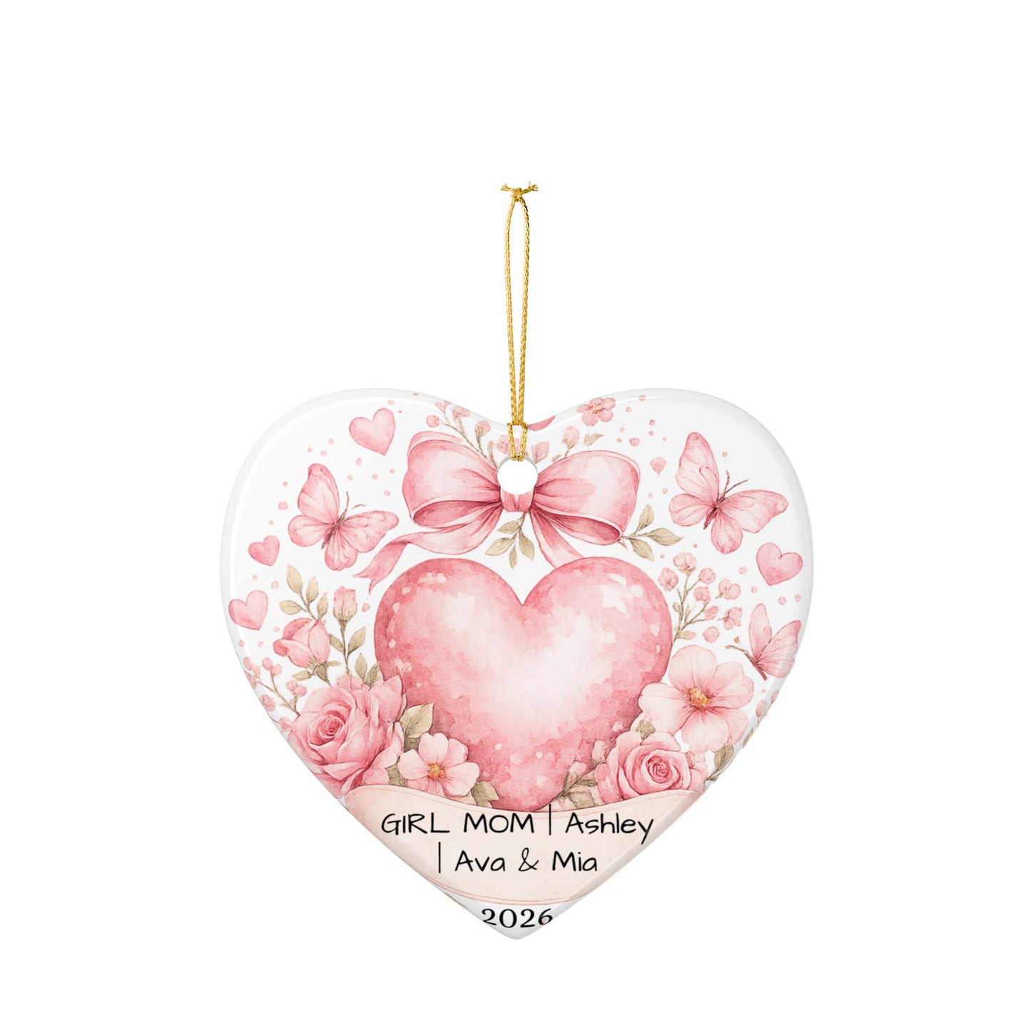 Girl Mom Christmas Ornament Personalized with Names, Ceramic Keepsake, Girl Mom Gift, Mother of Girls Gift 2026