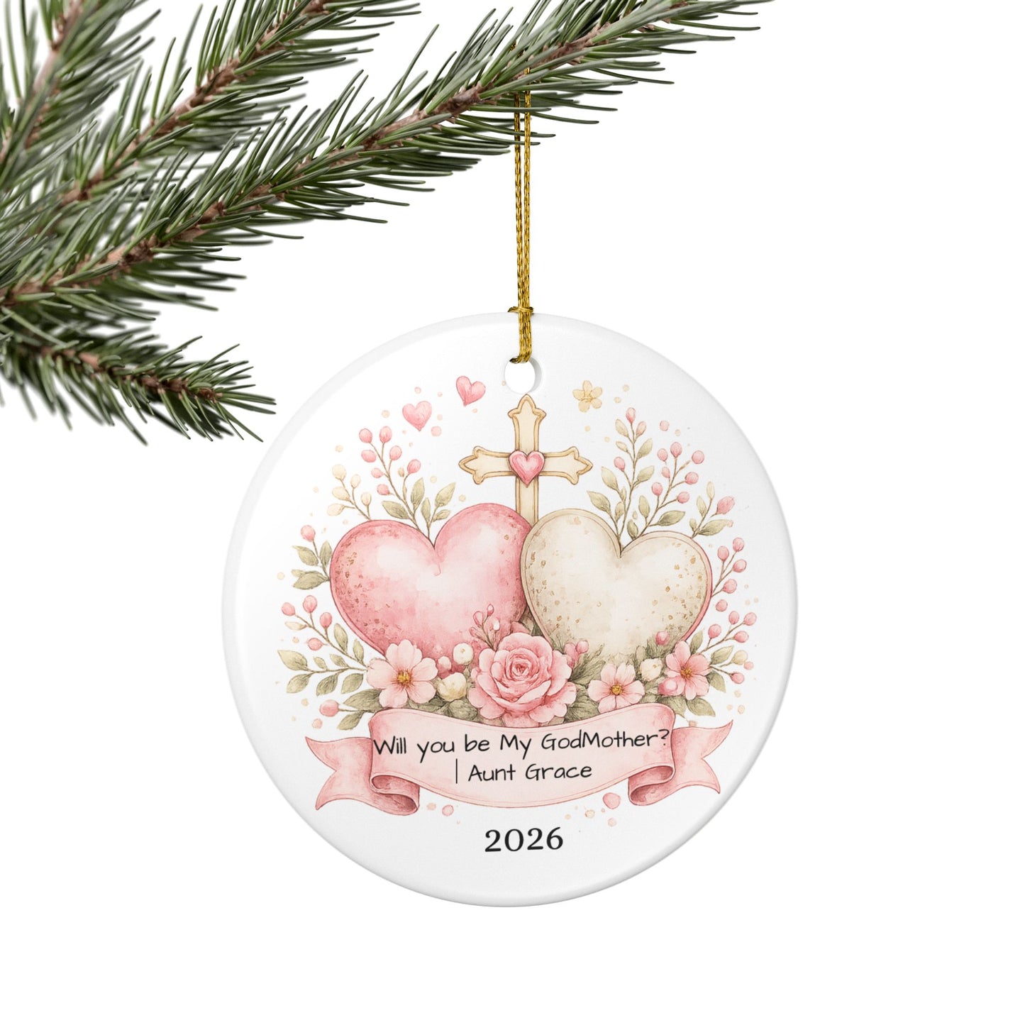 Will You Be My Godmother Ornament Personalized, Ceramic Proposal Keepsake with Name, Godmother Proposal Gift 2026