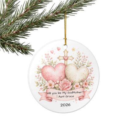 Will You Be My Godmother Ornament Personalized, Ceramic Proposal Keepsake with Name, Godmother Proposal Gift 2026