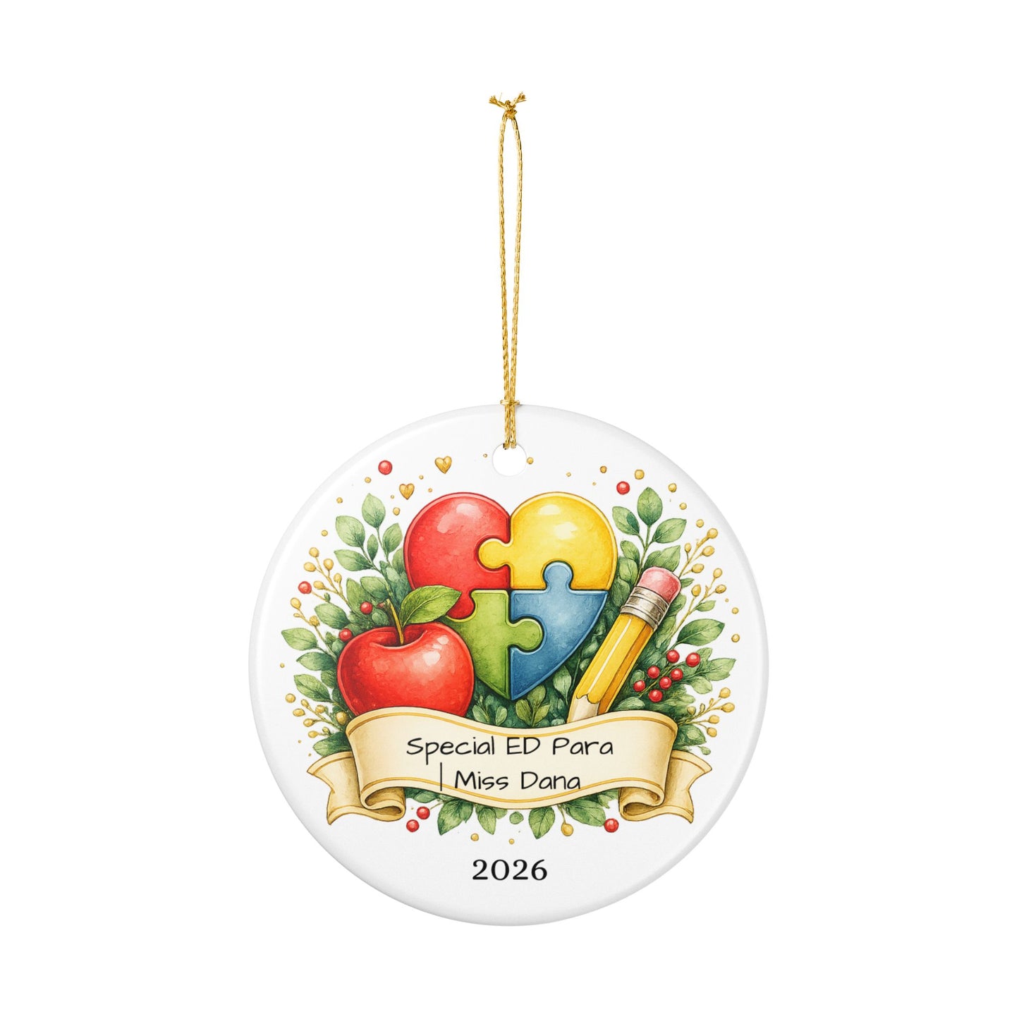 Special Education Para Christmas Ornament Personalized, Ceramic Keepsake with Name, Sped Para Appreciation Gift 2026