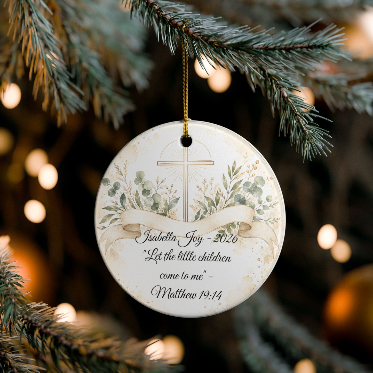 Scripture Baptism Ornament Personalized, Bible Verse Christening Keepsake with Name, Ceramic Religious Gift, Baby Dedication Ornament 2026