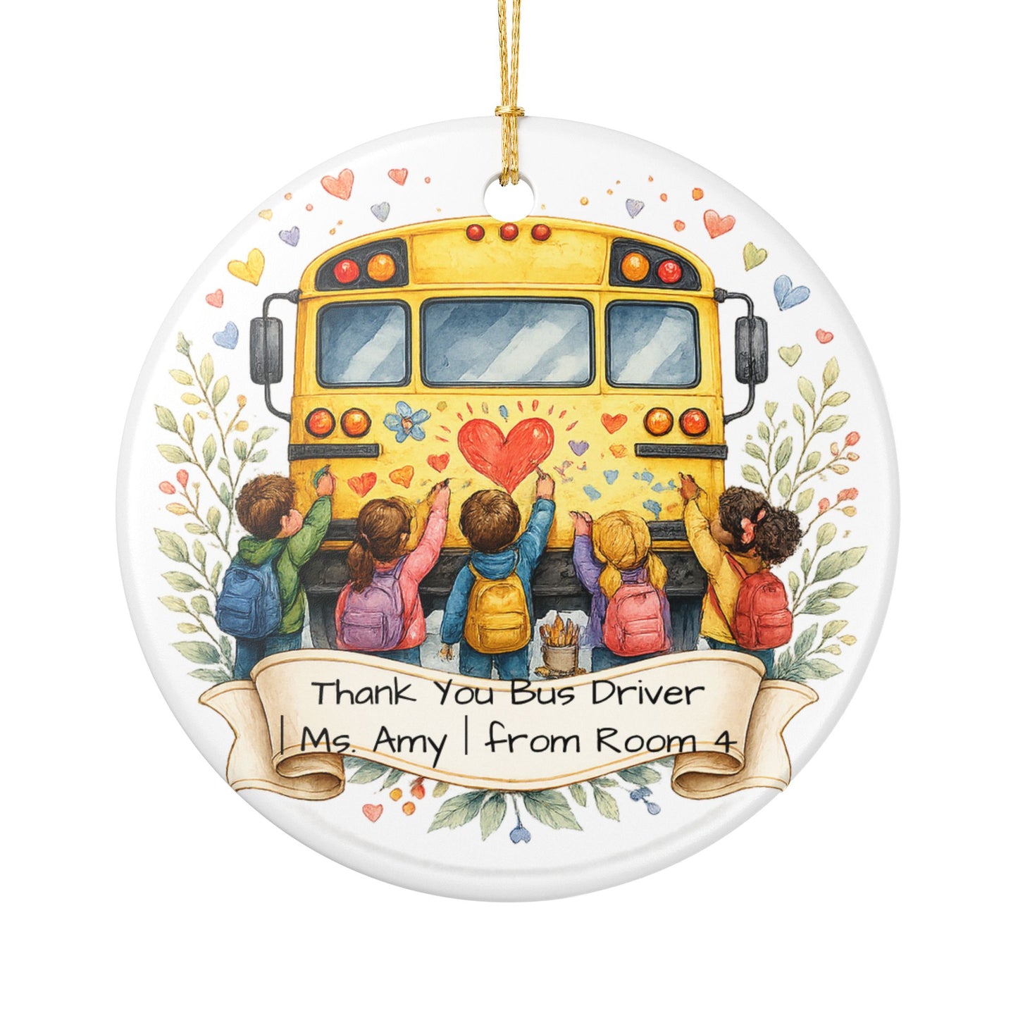 Bus Driver Gift from Student Ornament Personalized, Ceramic Keepsake with Name, Thank You Bus Driver Gift 2026