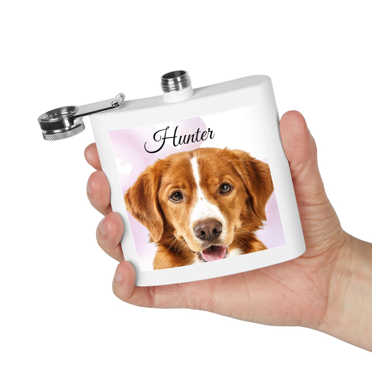 Personalized Dog Photo Flask stainless steel 6oz | Custom Pet Name