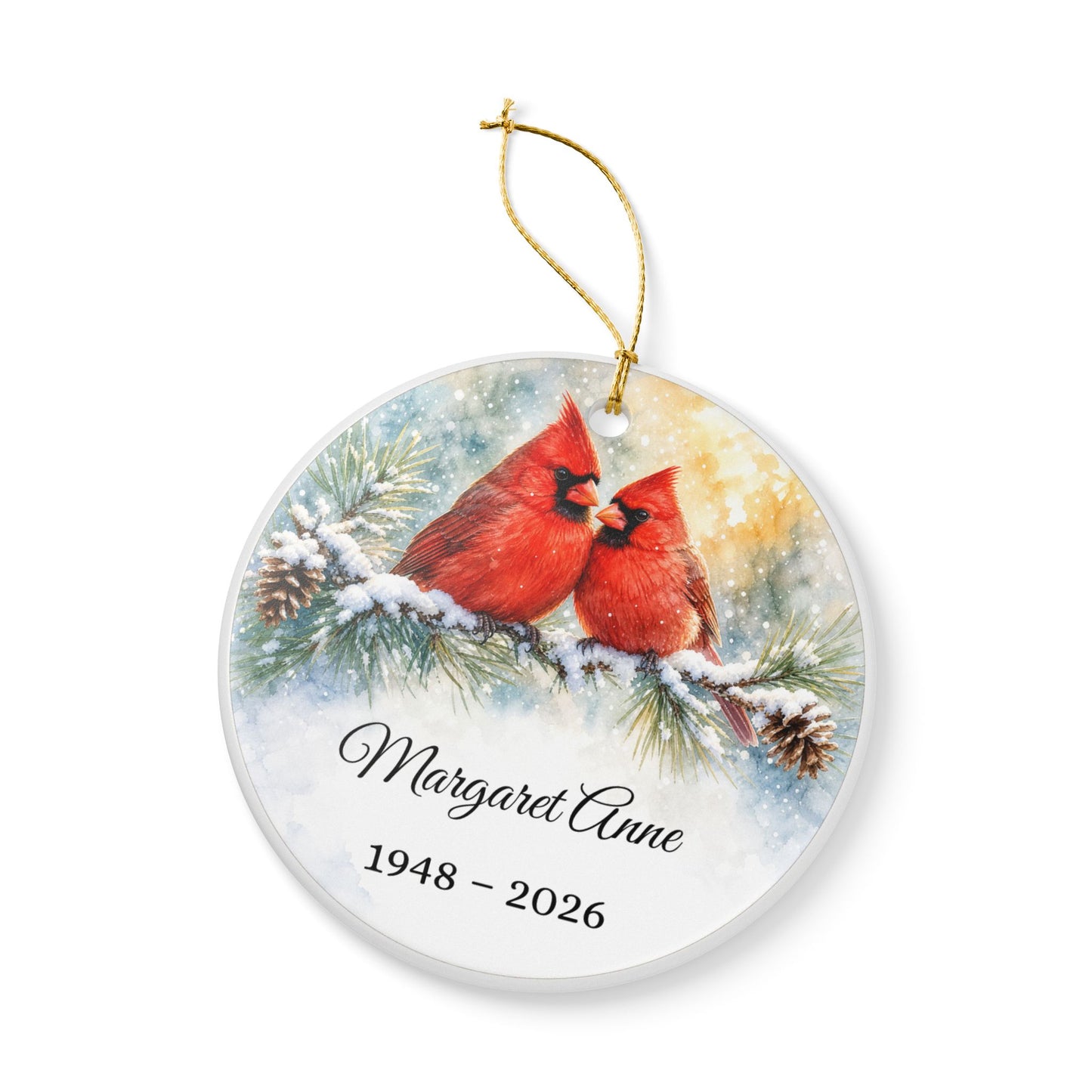 Memorial Ornament Personalized, Cardinal Pair Remembrance Keepsake with Name, Loss of Parents Loved One Sympathy Gift