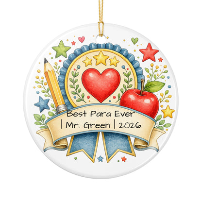 Best Para Ever Christmas Ornament Personalized with Name, Ceramic Keepsake, Paraprofessional Appreciation Gift 2026
