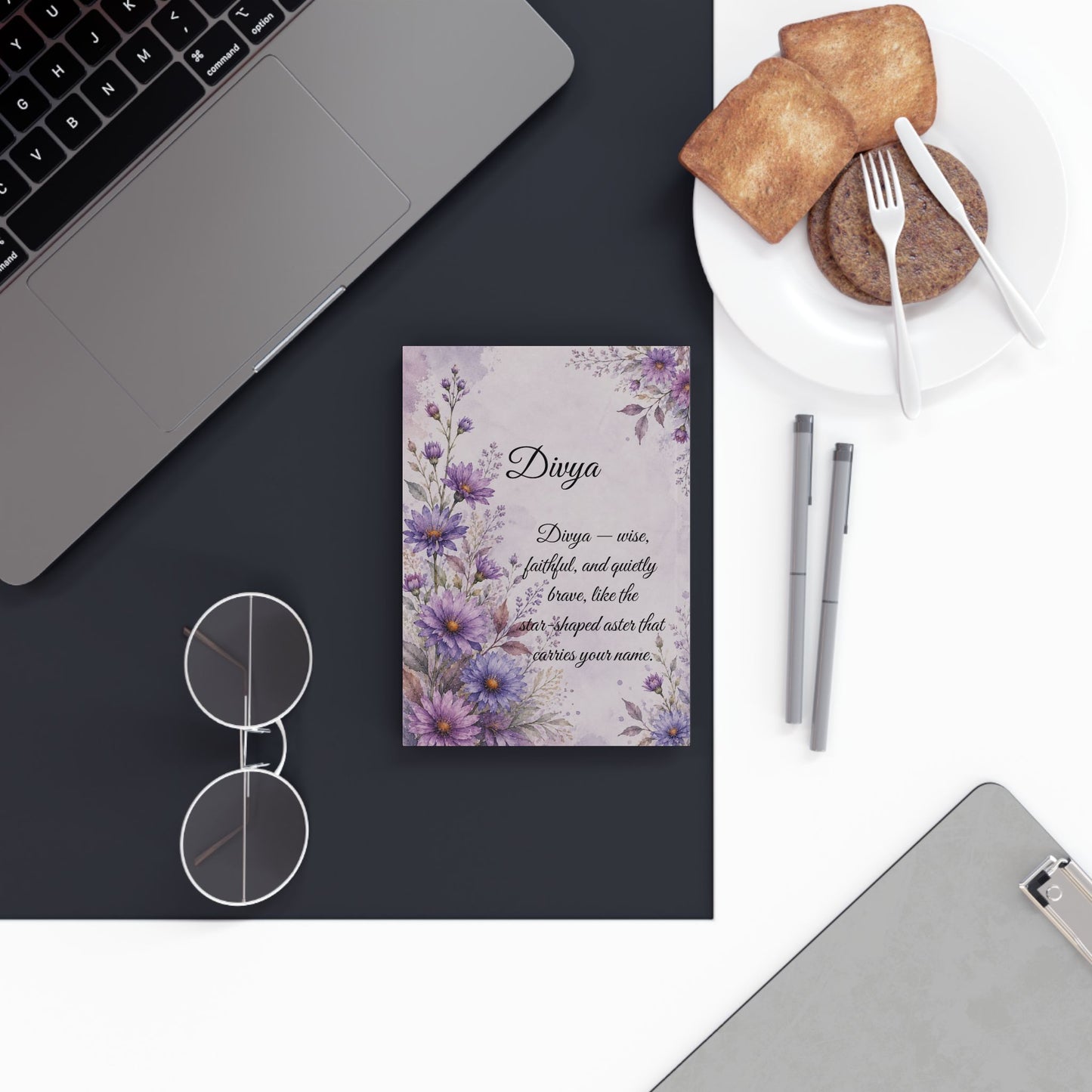 Aster Birth Month Flower Journal Custom Name, September Birthday Back to School Gift for Her, Personalized Student Diary